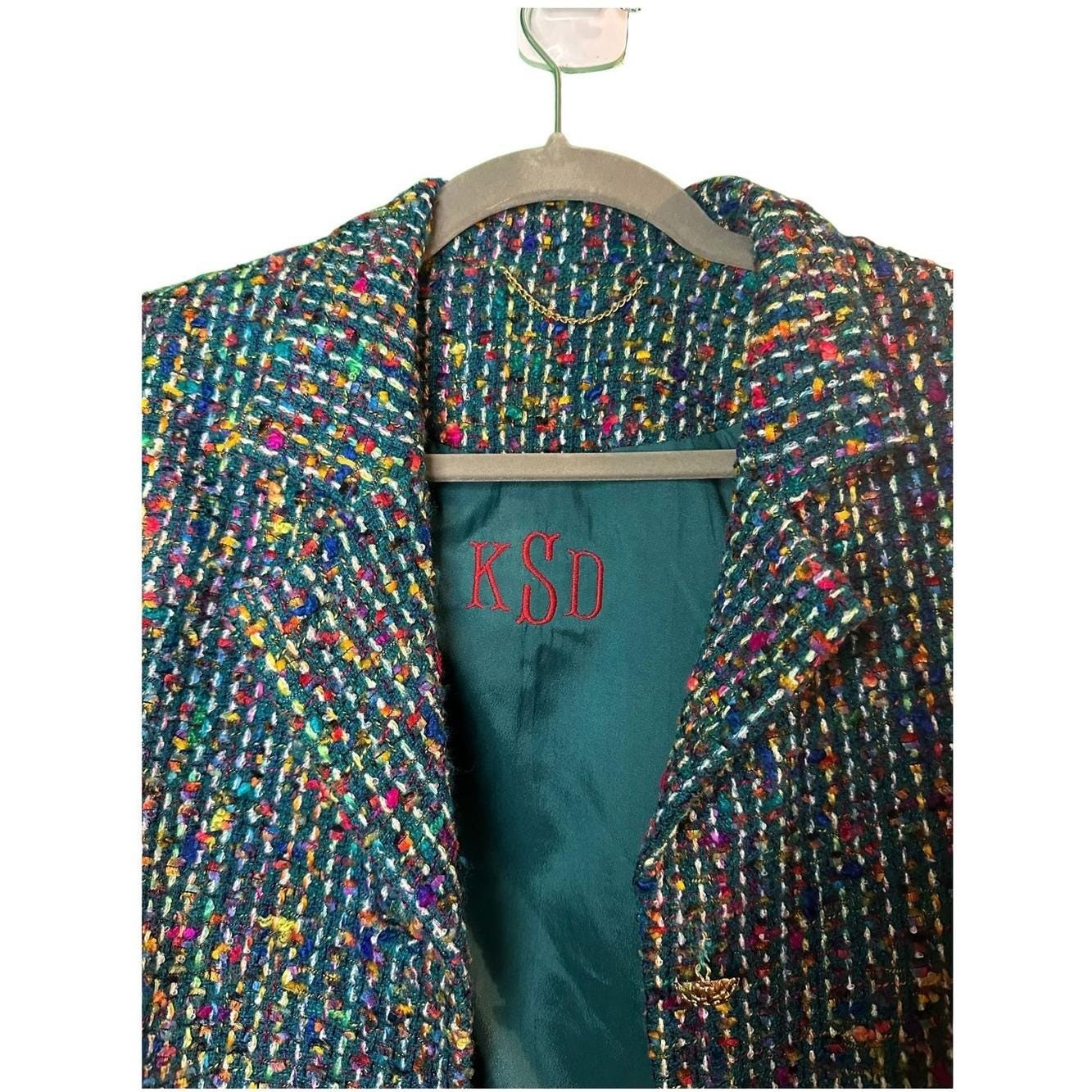 Vintage 80s Doncaster Custom Rainbow Confetti Tweed Blazer