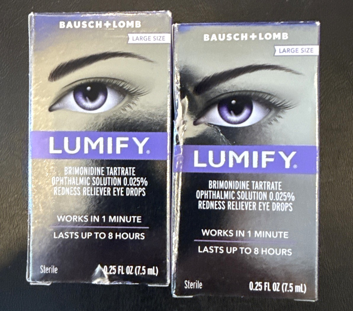 Lumify Eye Drops .25 FL oz (7.5ml) LARGER SIZE *LOT OF 2* EXP: 10/2027 Lumify Eye Drops .25 FL oz (7.5ml) LARGER SIZE *LOT OF 2* EXP: 10/2027