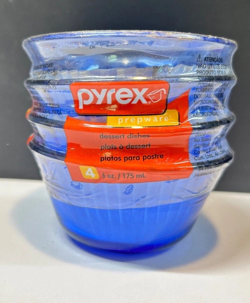 PYREX Cobalt Blue Prepware Glass Custard Cups 6 oz 3.6\ PYREX Cobalt Blue Prepware Glass Custard Cups 6 oz 3.6\
