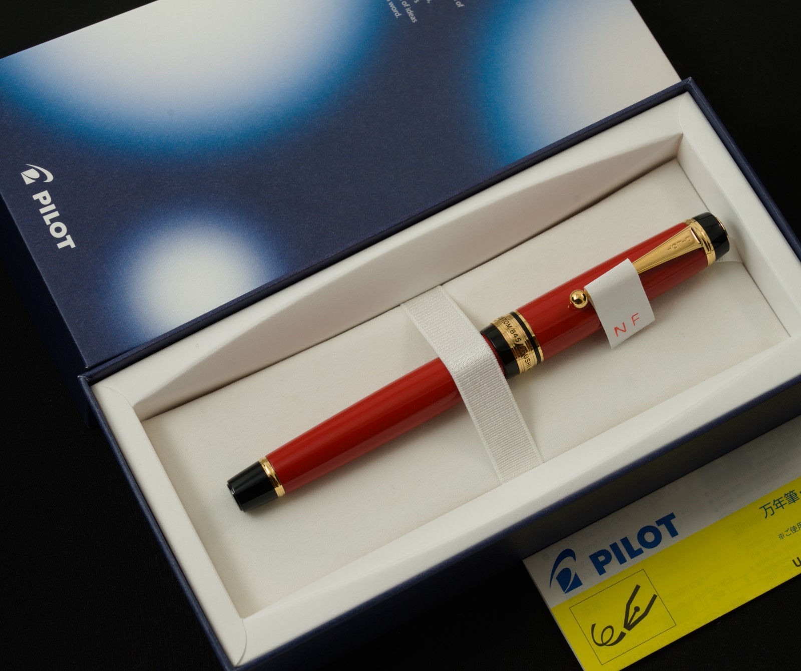 Authentic Pilot Custom 845 Vermilion Red Urushi 18K Kodachi NF Nib Box Nagahara