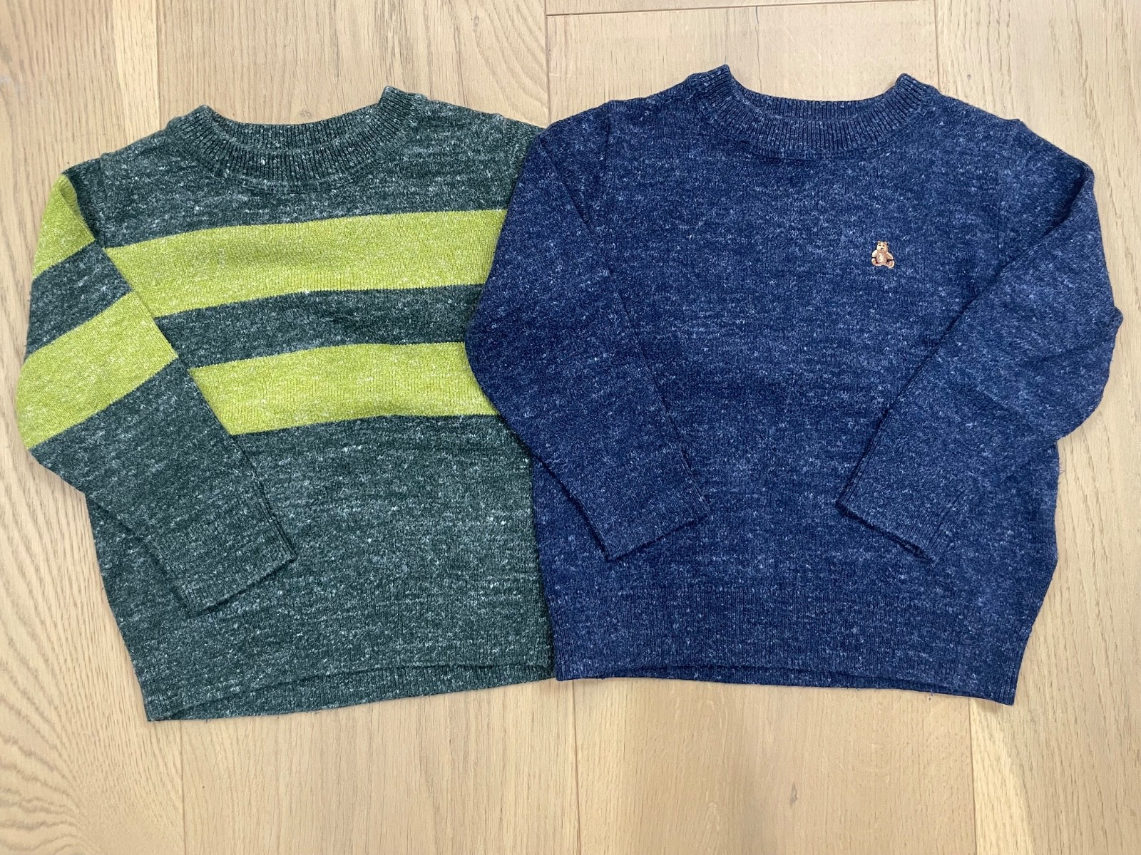 Baby Gap 2 Boys Sweaters Toddler Blue Green Bear Logo Size 2T Warm Lot of 2