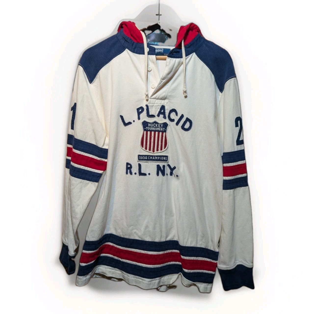 Polo By Ralph Lauren L Placid Hockey Tournament Hoodie Size Mens Large Vintage Polo By Ralph Lauren L Placid Hockey Tournament Hoodie Size Mens Large Vintage