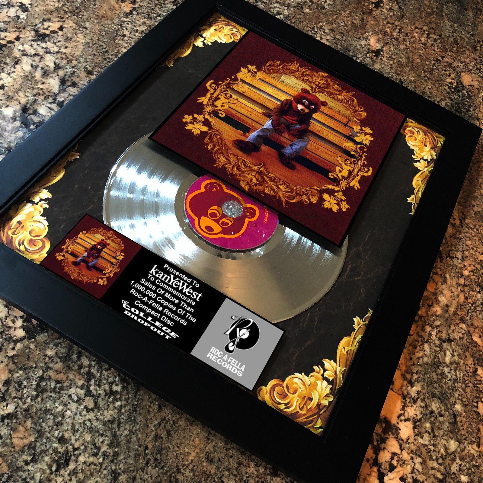 Kanye West ( The College Dropout ) Platinum Music Award Vinyl LP Record CD