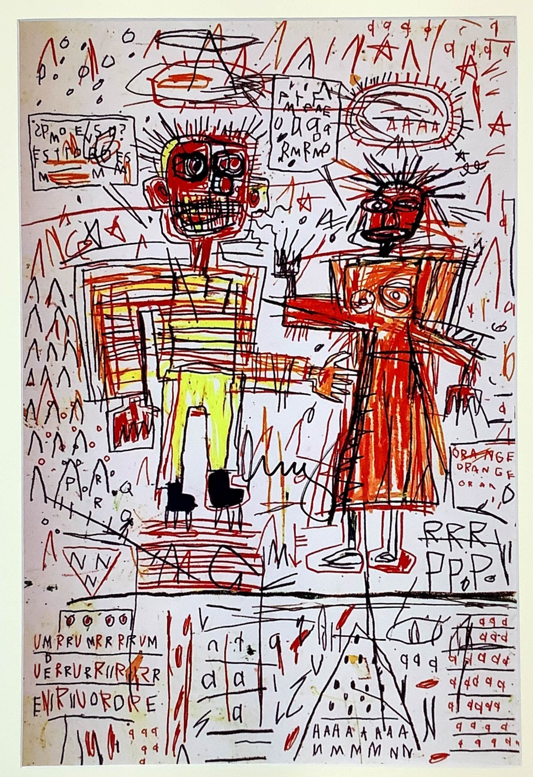 Hand Signed Jean Michel Basquiat - Abstract Art Print Matted 16x20 Frame Ready