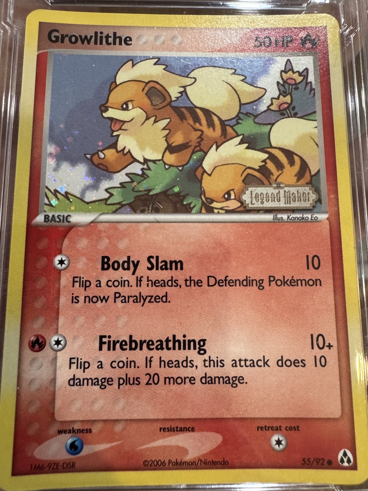 Pokemon Growlithe EX Legend Maker Reverse Holo #55 ECC 10 Gem Mint NOT PSA-10