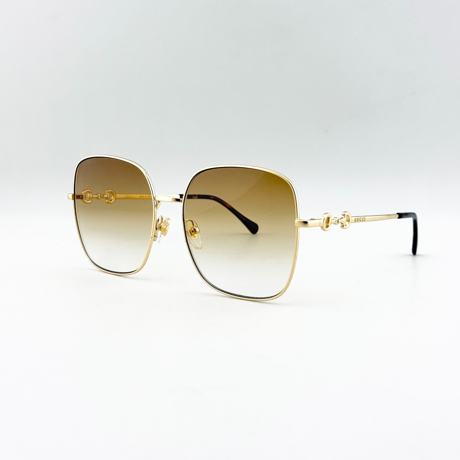GUCCI GG0879S Oversized Square Sunglasses Gold Brown Lens Women 61-16-140