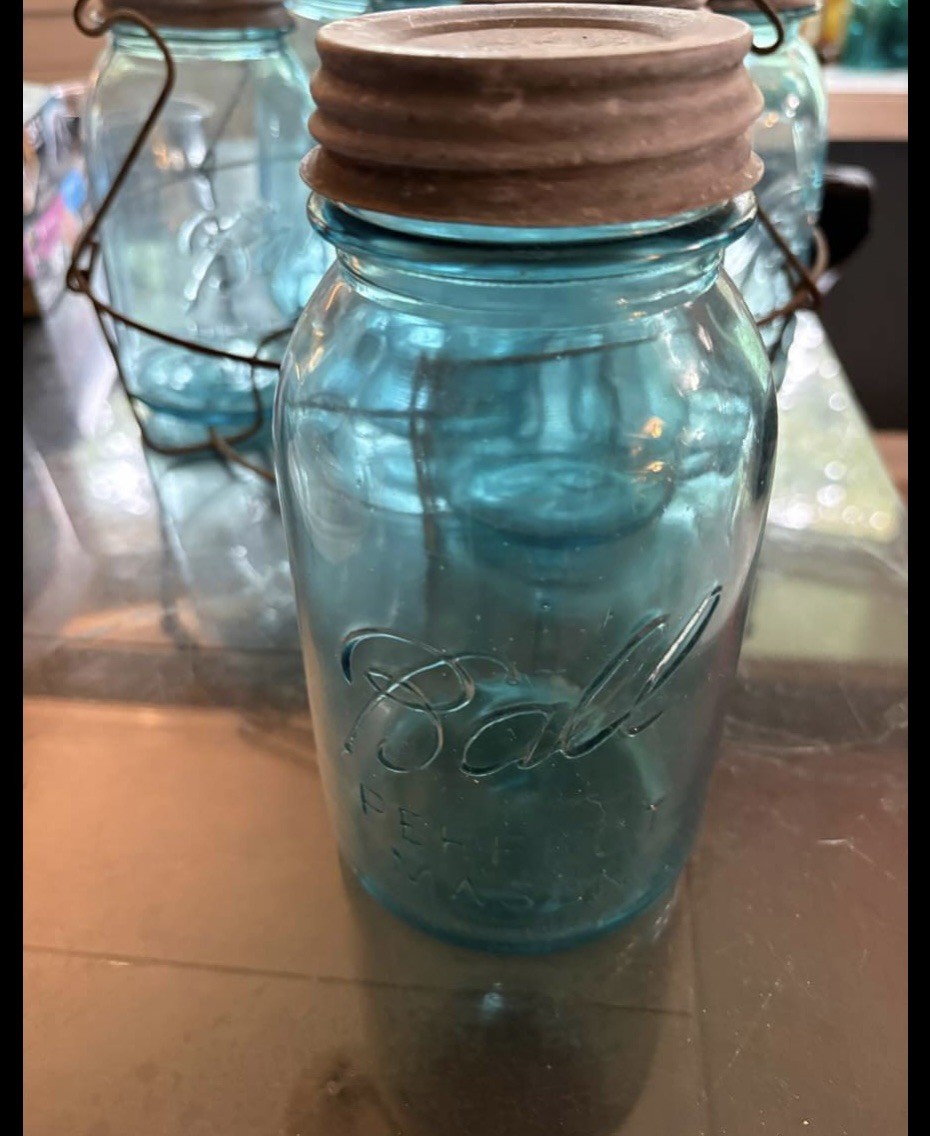 6 Rare 1923-1933 Antique Blue Aqua Ball Perfect Mason jar 6 Rare 1923-1933 Antique Blue Aqua Ball Perfect Mason jar