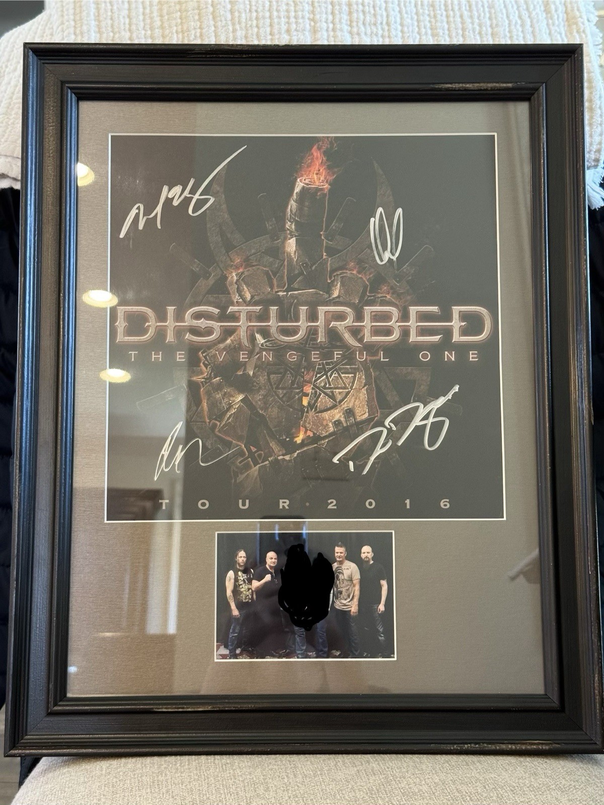 Disturbed The Vengeful One Autographed Poster  Framed W/ Personal Picture READ