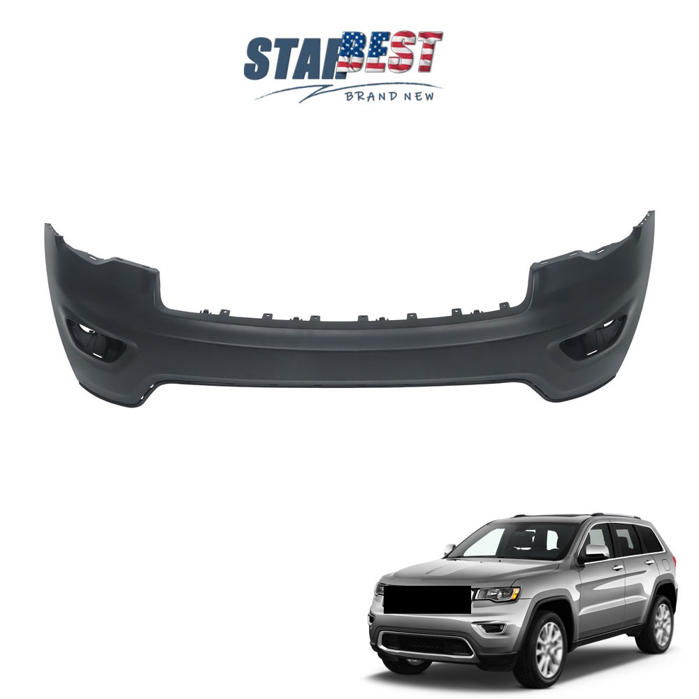 For 2017-2021 Jeep Grand Cherokee Front Upper Bumper Cover Fascia Plastic Black