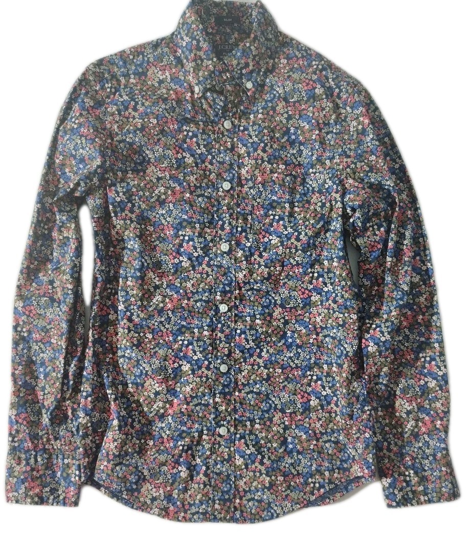 J Crew Liberty Fabric Womens XS Kayoko Indigo Sunset Floral Flex Washed Shirt J Crew Liberty Fabric Womens XS Kayoko Indigo Sunset Floral Flex Washed Shirt