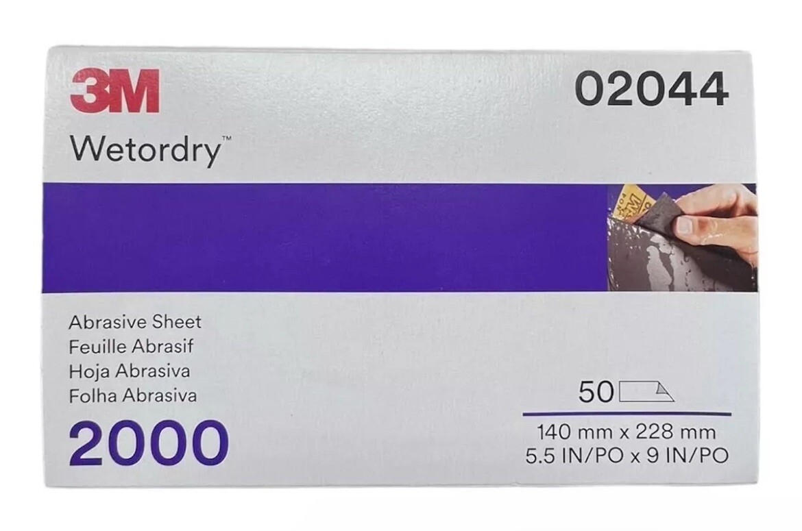 3M 02044 Wetordry Abrasive Sheet 2000 Grit 5 1/2 in x 9 in (50 sheets) 3M 2044 3M 02044 Wetordry Abrasive Sheet 2000 Grit 5 1/2 in x 9 in (50 sheets) 3M 2044