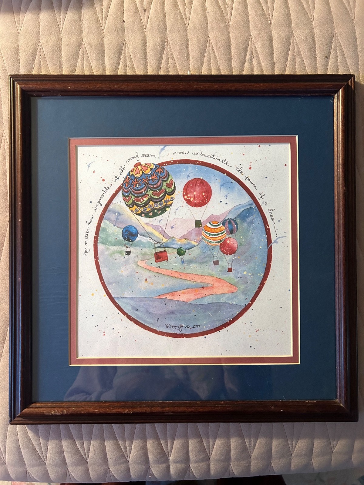Hot Air Balloon Wall Art Whimsical Vintage Style Travel Adventure Home Decor