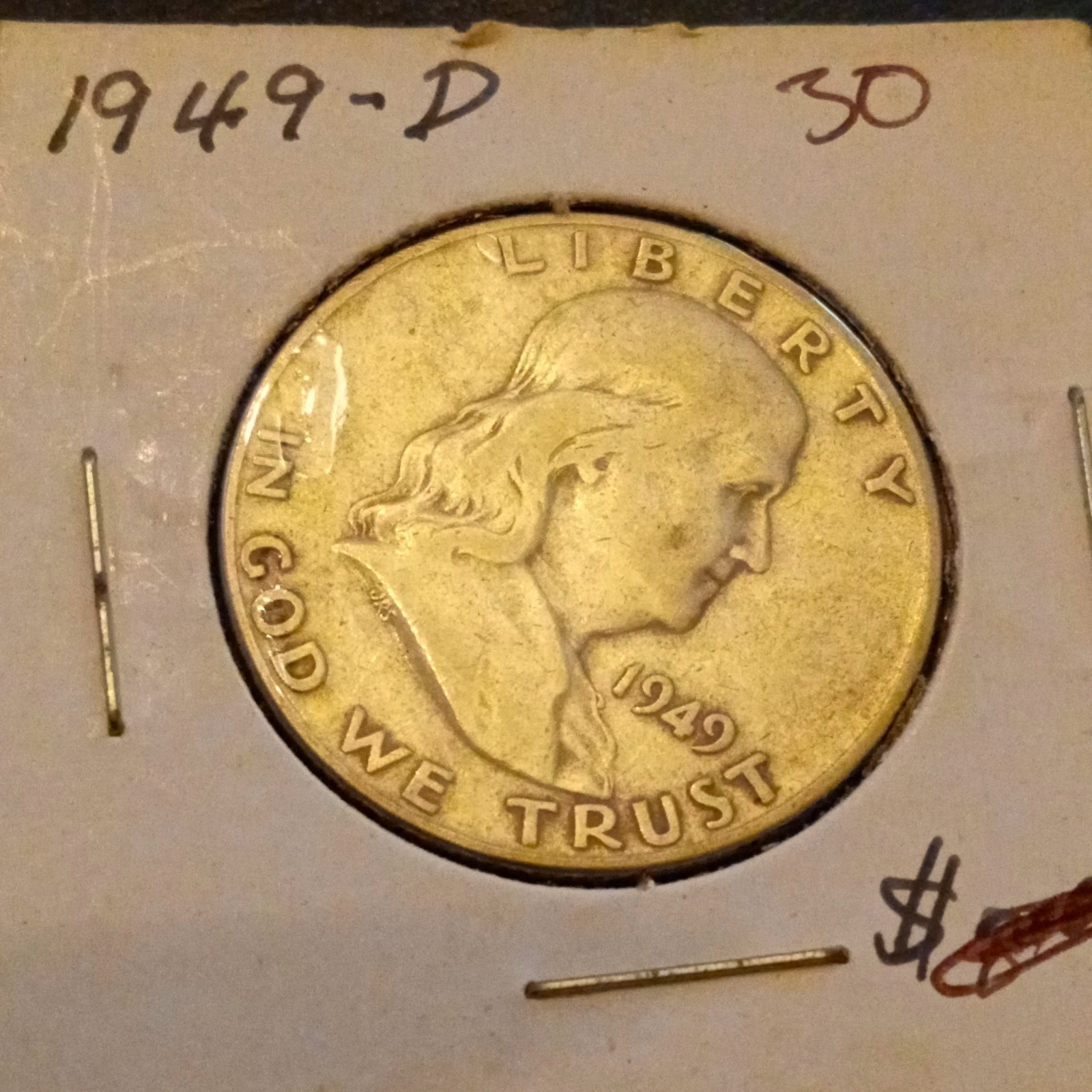 1949 D Franklin Half Dollar 50C Denver 90% Silver Business Strike KM#199 1949 D Franklin Half Dollar 50C Denver 90% Silver Business Strike KM#199