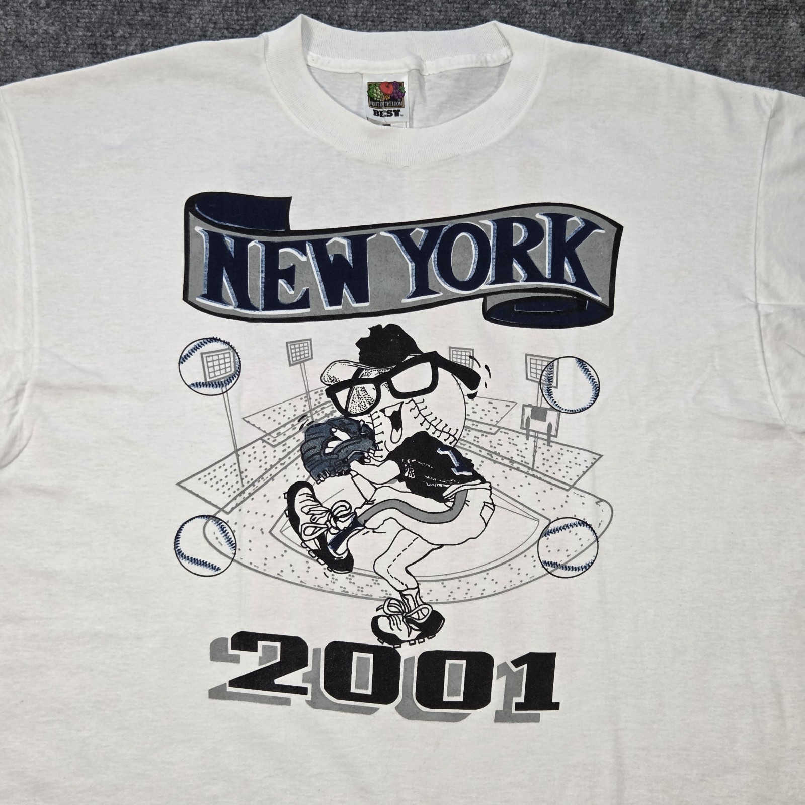 Vtg 2001 New York Yankees T-shirt XL God Bless America Best Fruit Of The Loom