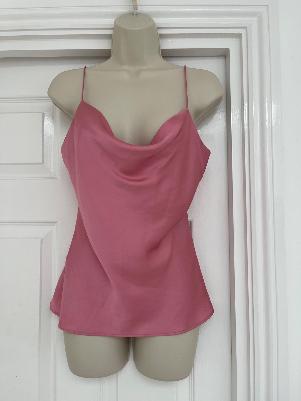 Zara Silky Satin Pink Draped Top Size XS
