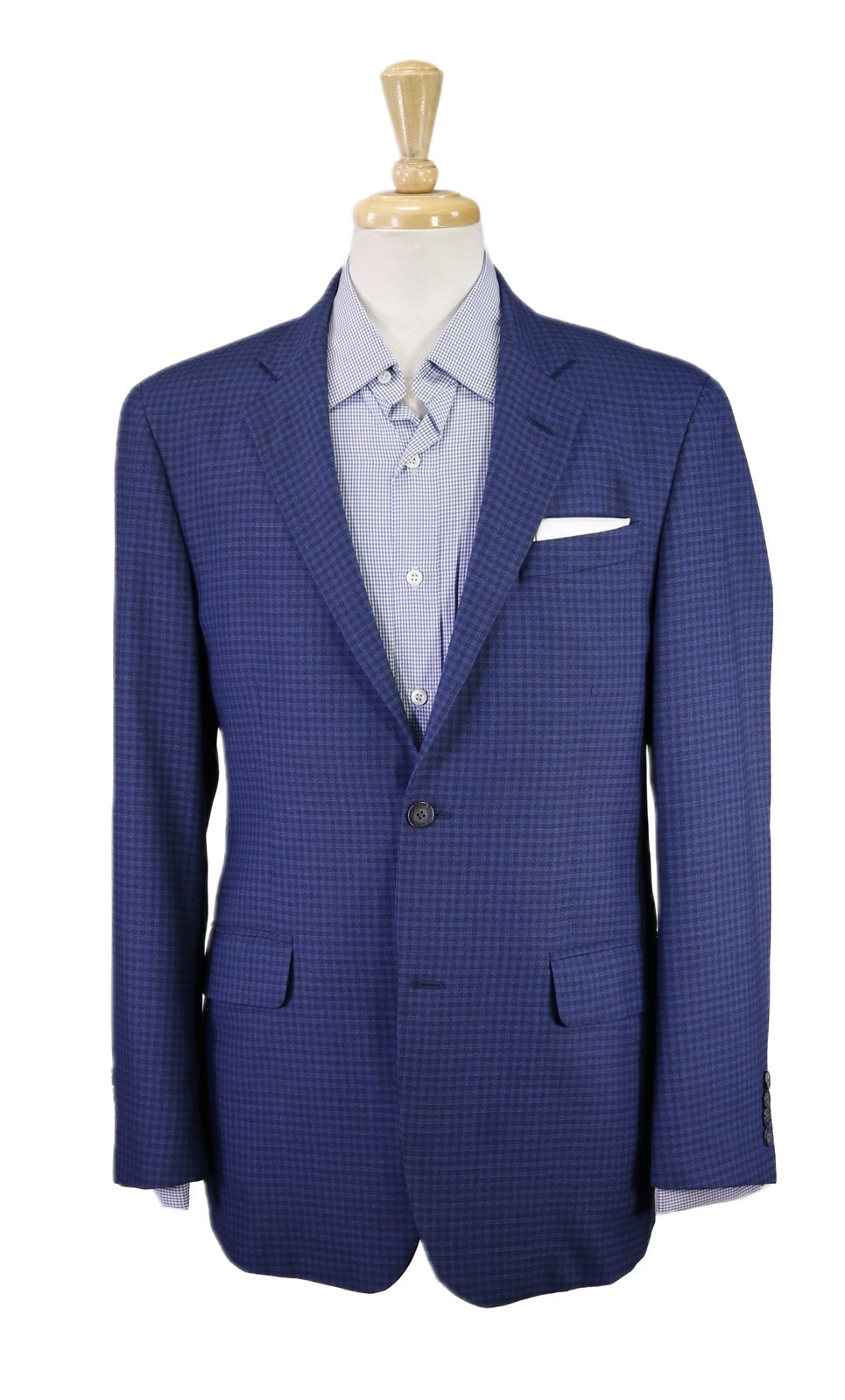 Robert Talbott by Paul Stuart Royal Blue Check 2-Btn Wool Sportcoat Blazer 40R Robert Talbott by Paul Stuart Royal Blue Check 2-Btn Wool Sportcoat Blazer 40R