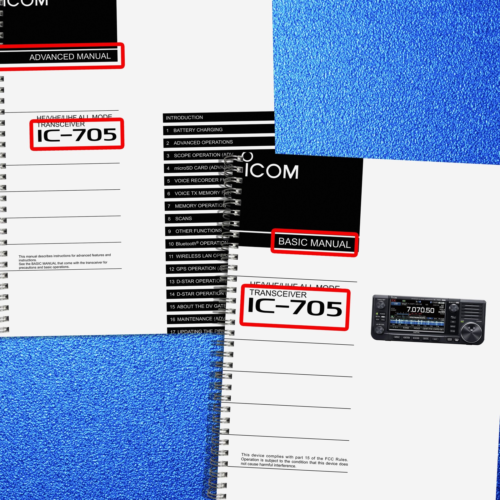 ICOM IC-705 Basic & Advanced Manual s BUNDLE, STEEL FIXED - TOUGH FRONT & BACK