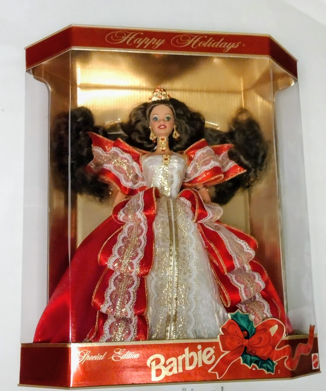 RARE AUTHENTIC 1997 HAPPY HOLIDAYS BARBIE DOLL MISPRINT NEW IN BOX, EXCELLENT CN