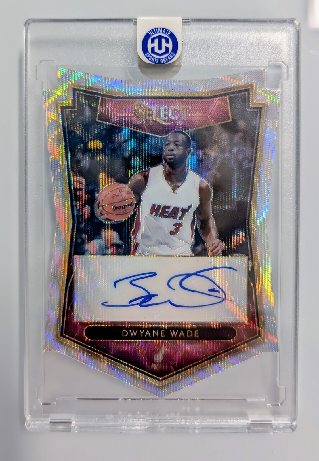 2015-16 Select Dwyane Wade Prizm Die Cut Auto Autograph SSP #\'d 5/10 Miami Heart