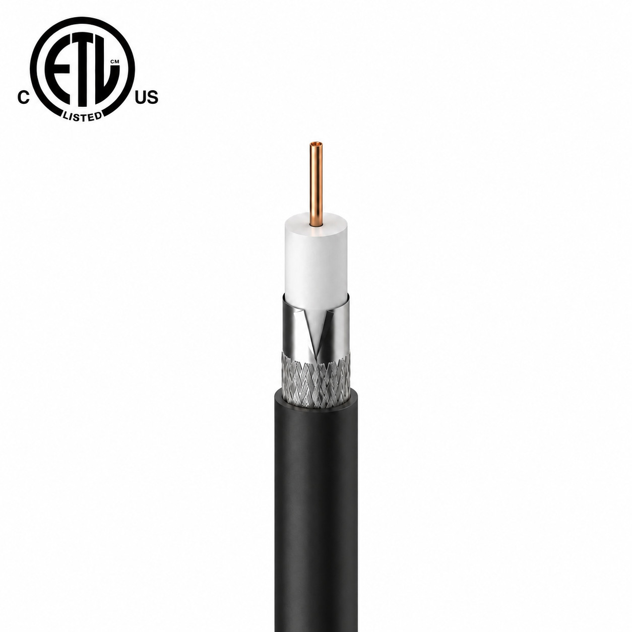 RG59 ETL Coaxial Cable 20 AWG, Dual Shield, Aluminum Foil PE Dielectric, 1000 FT