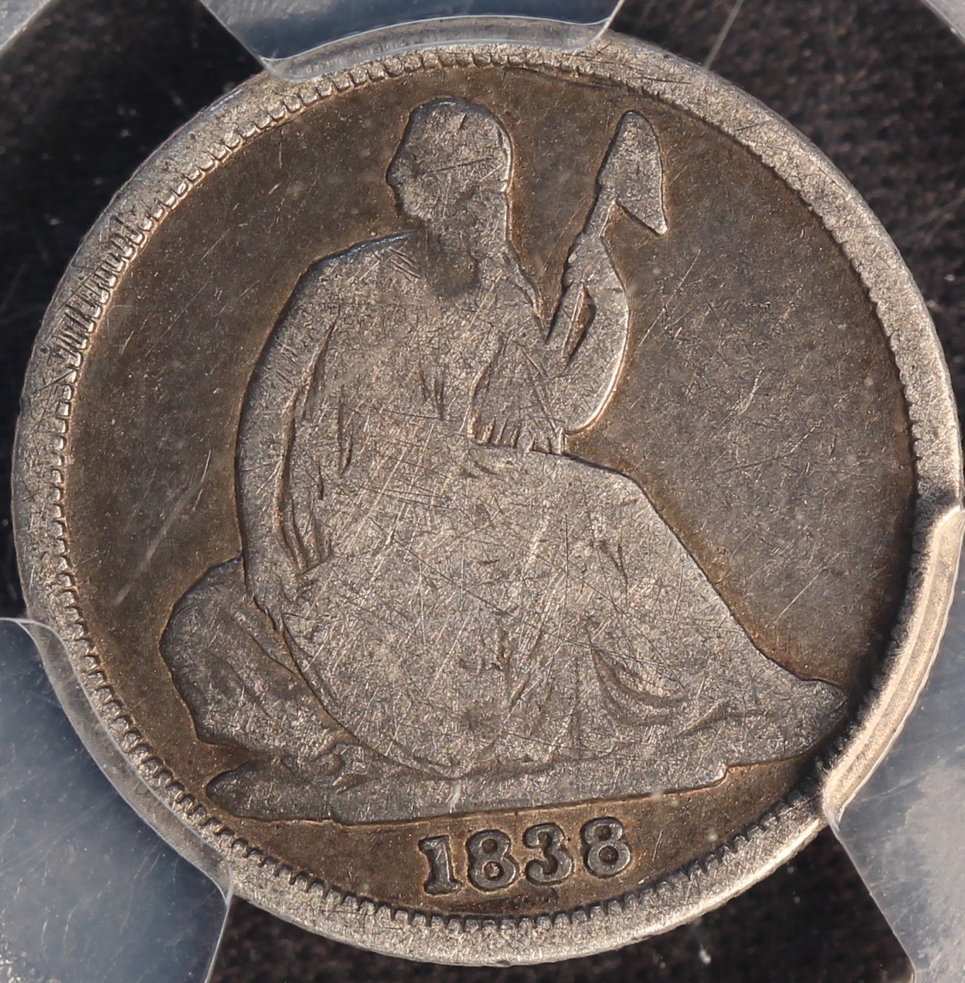 1838 O, No Stars Seated Liberty Dime, PCGS G06, Tough One Year Type Coin 1838 O, No Stars Seated Liberty Dime, PCGS G06, Tough One Year Type Coin