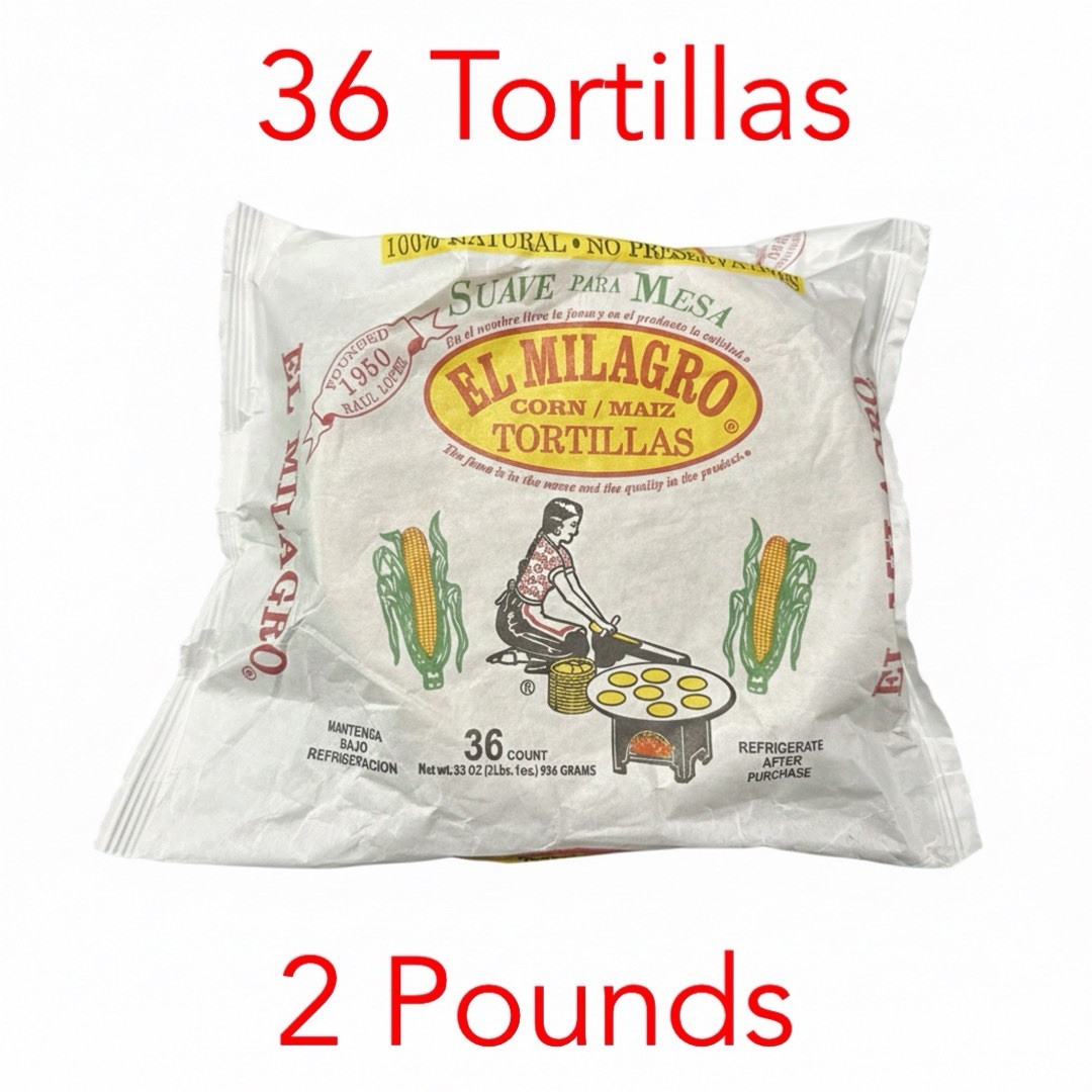 36 Count El Milagro Corn Tortillas Maiz - PAPER - Always Fresh -Made Daily Papel 36 Count El Milagro Corn Tortillas Maiz - PAPER - Always Fresh -Made Daily Papel