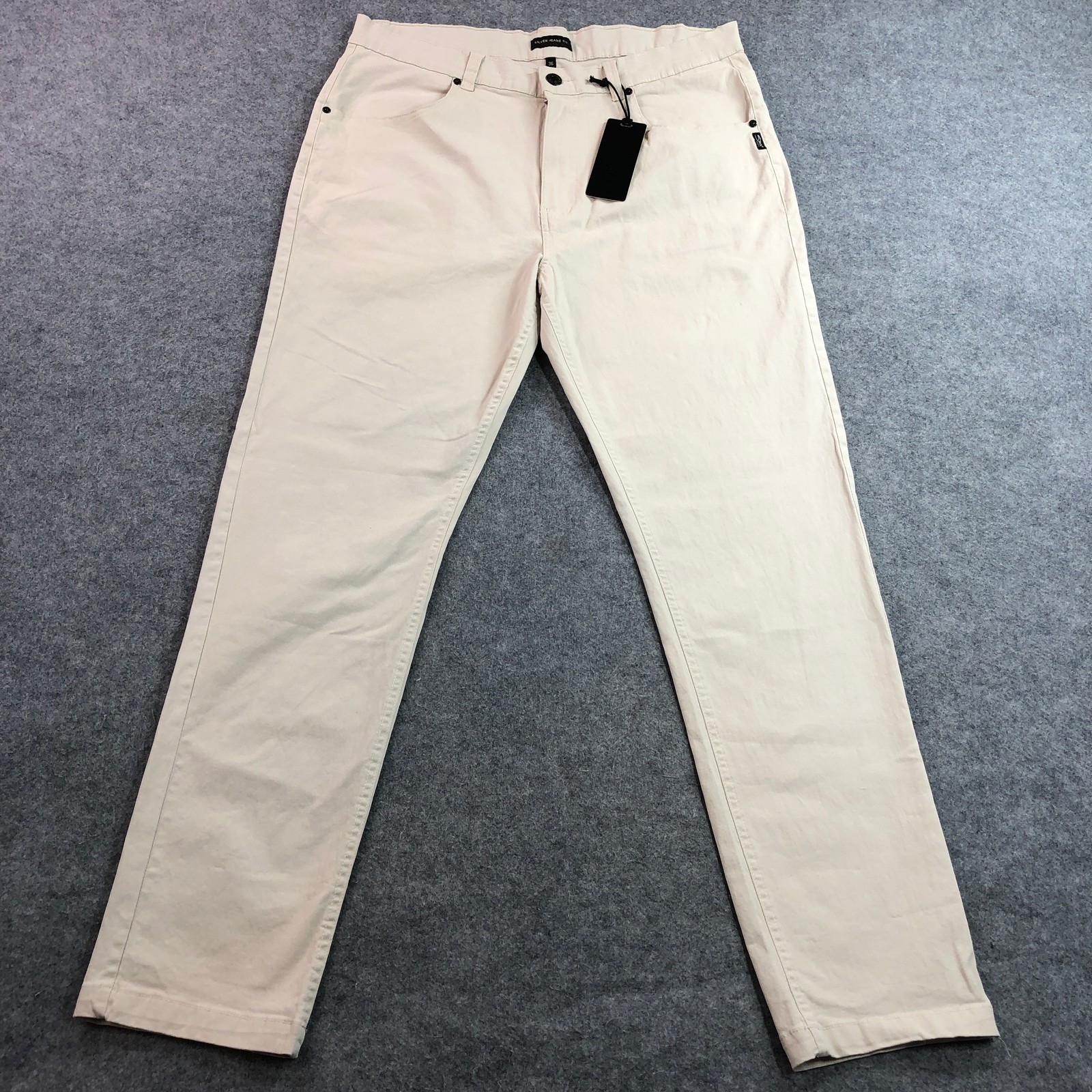 NEW Silver Jeans Pants Co 36 Stone Beige Mens Ashton 1349 Slim Cotton Stretch