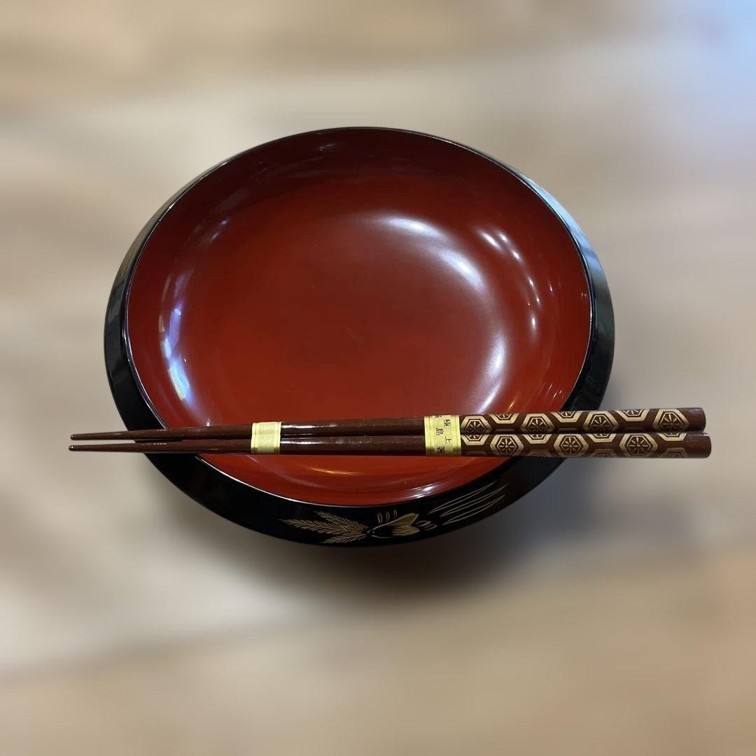 Wajima Nuri Bowl & Chopsticks Set Traditional Lacquerware Kitchen & Dining