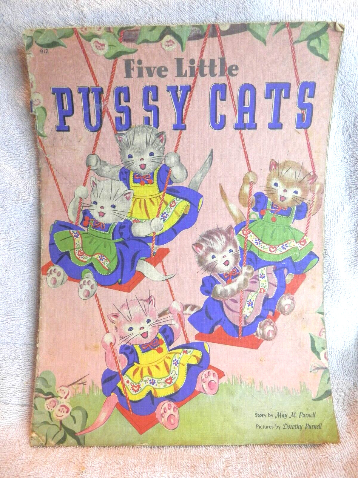 Vintage 1942 Five Little Pussycats Children's Storybook by May M. Purnell Vintage 1942 Five Little Pussycats Children's Storybook by May M. Purnell