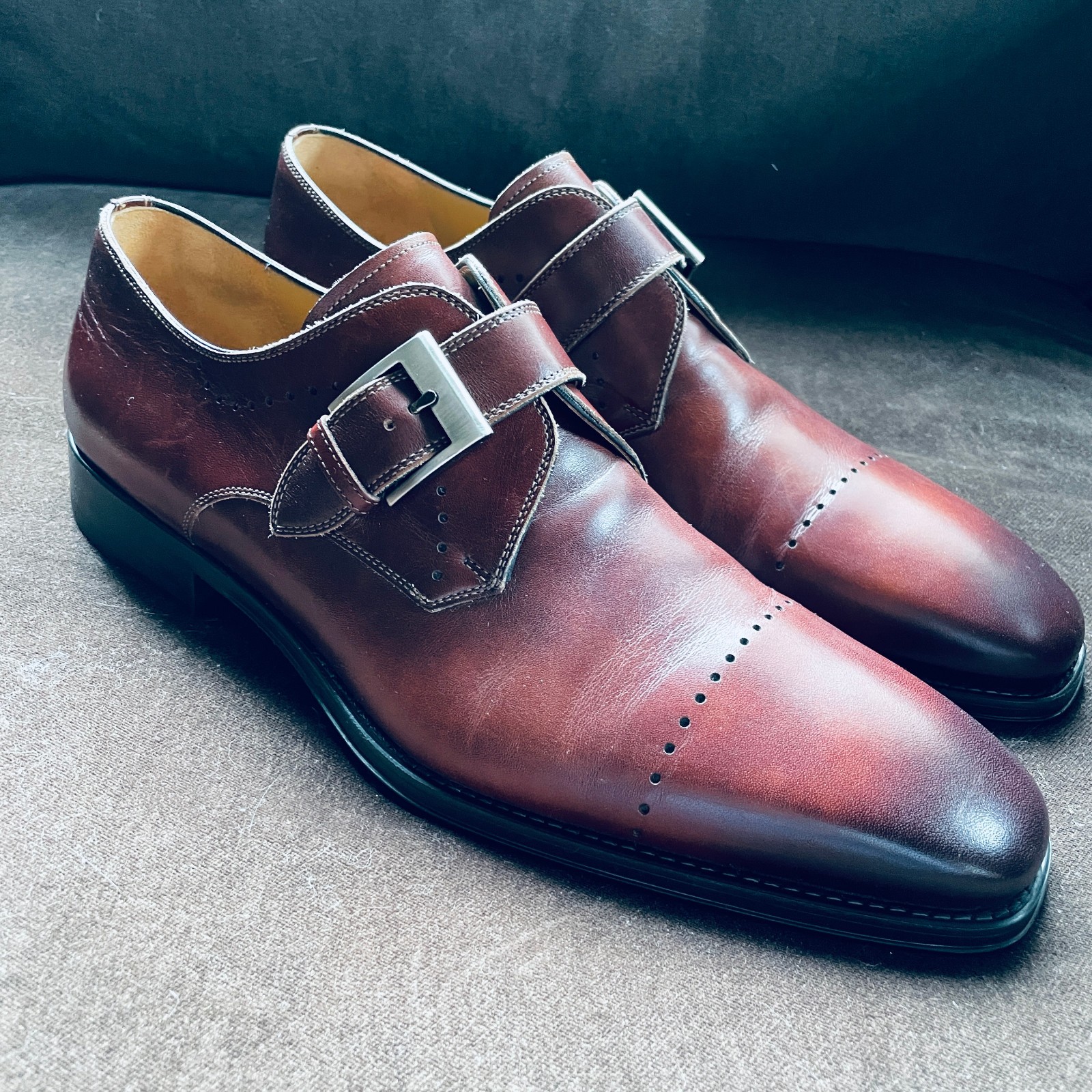 New Magnanni Veleta Monk Strap  Loafer Tobaco  Brown Size 12M  19736 DD502