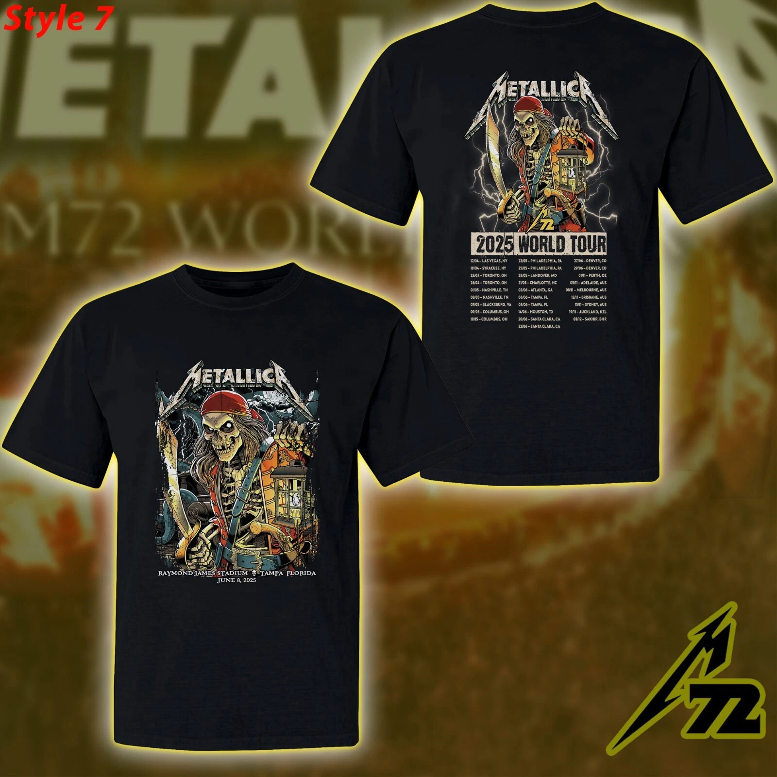 Metallica M72 Tampa 2025 Night 2 Venue Tee In Tampa Florida At Raymond James On