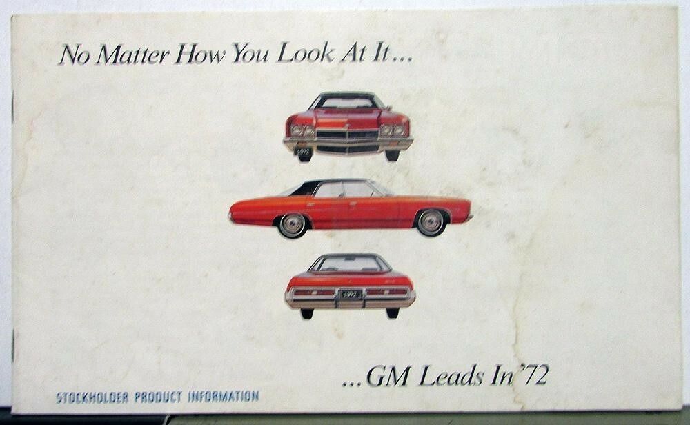 1972 General Motors GM Stockholder Product Brochure Camaro Corvette Firebird