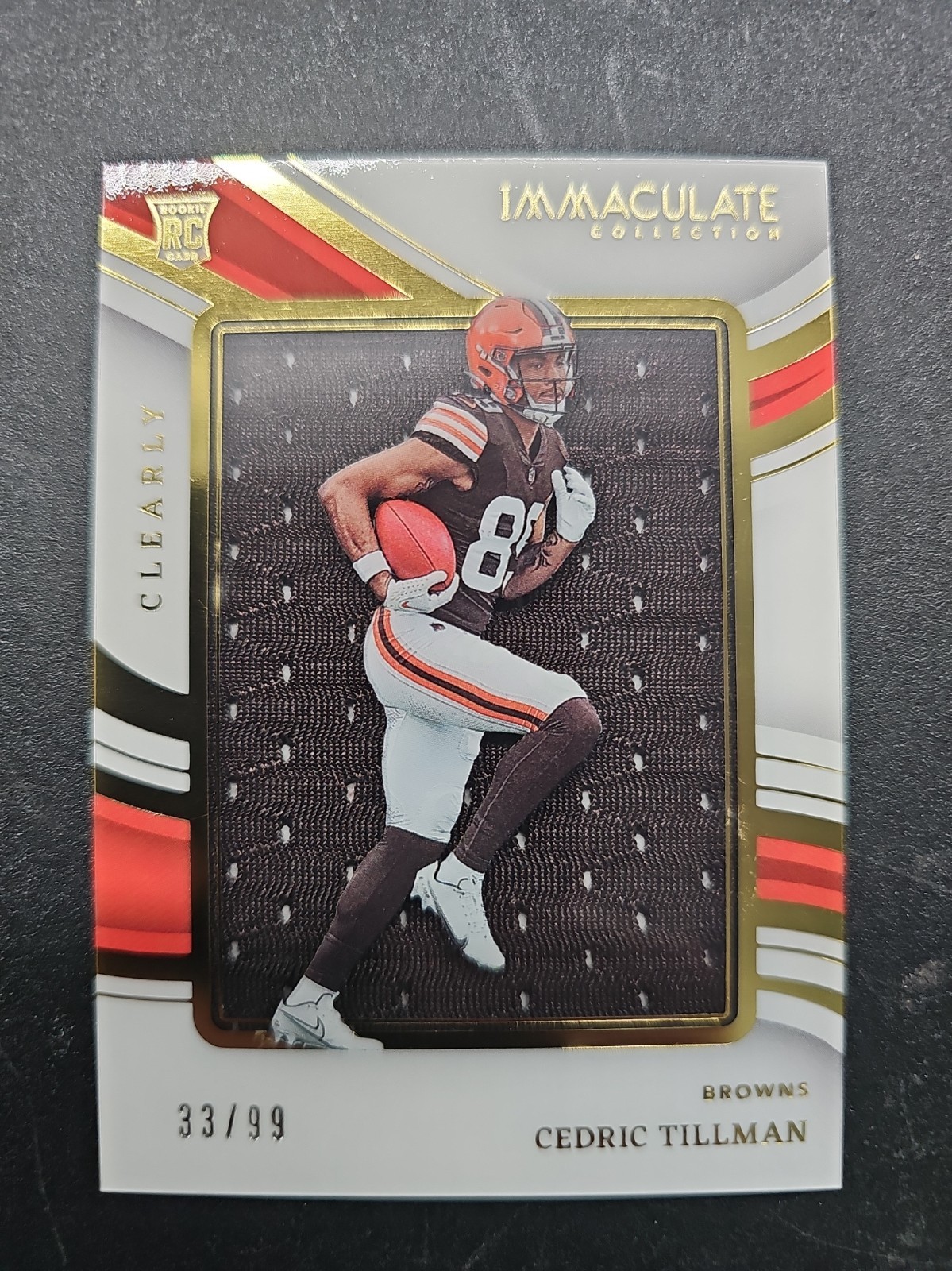 Panini 2023 Immaculate Clearly Rookie Jersey Cedric Tillman /99 Browns NFL Panini 2023 Immaculate Clearly Rookie Jersey Cedric Tillman /99 Browns NFL
