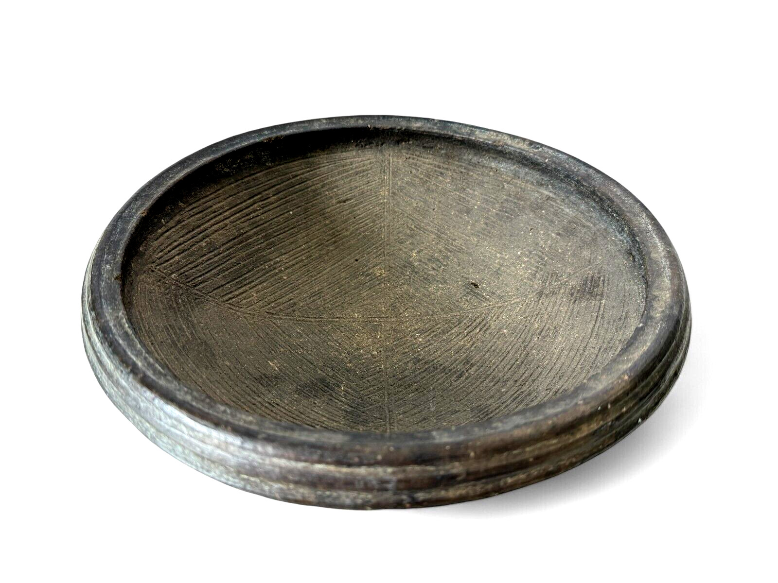 Antique Rustic Primitive Blackware Pottery Grinding Bowl Antique Rustic Primitive Blackware Pottery Grinding Bowl