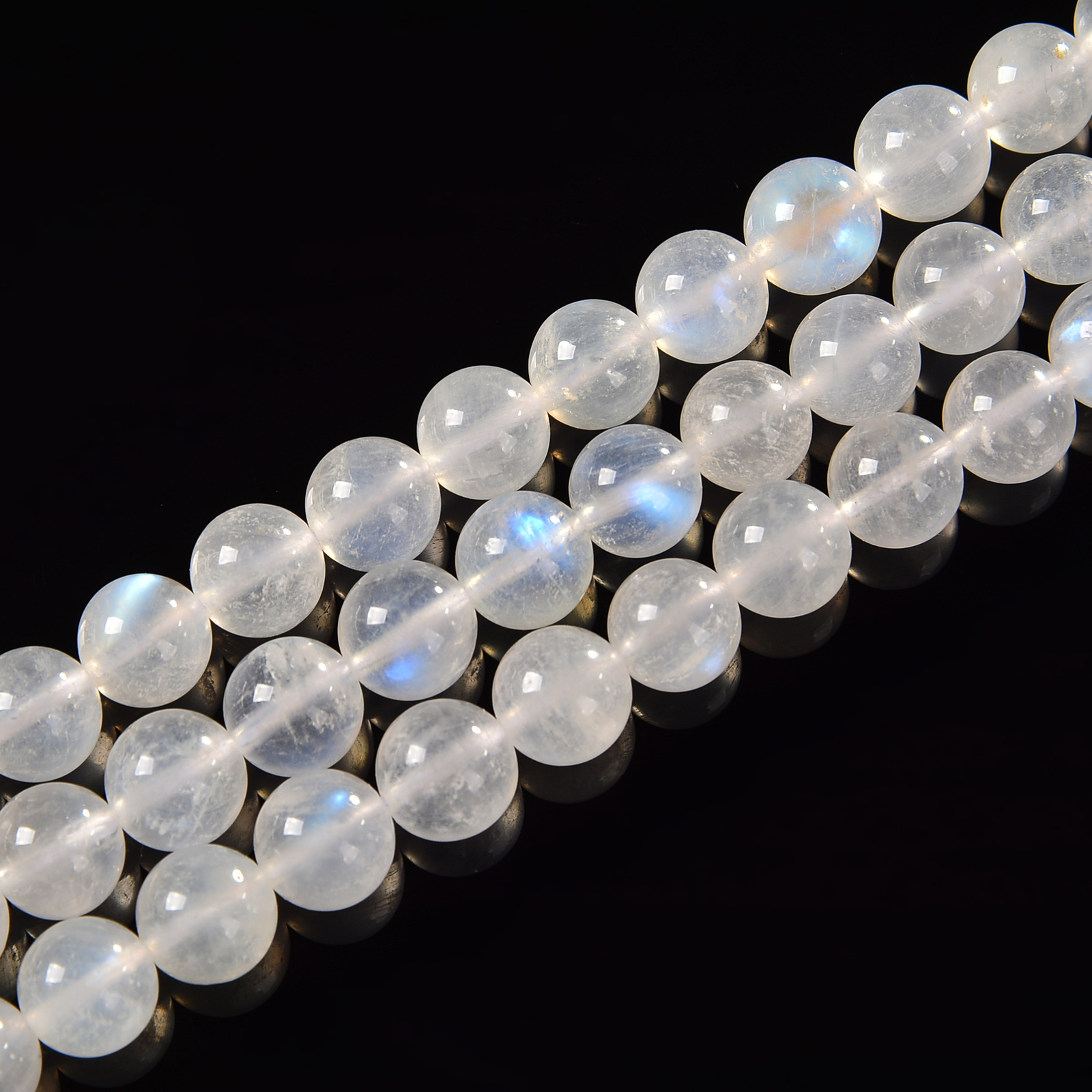 AAA Cream White Rainbow Moonstone Smooth Round Beads Size 6mm-12mm 15.5\'\' Str