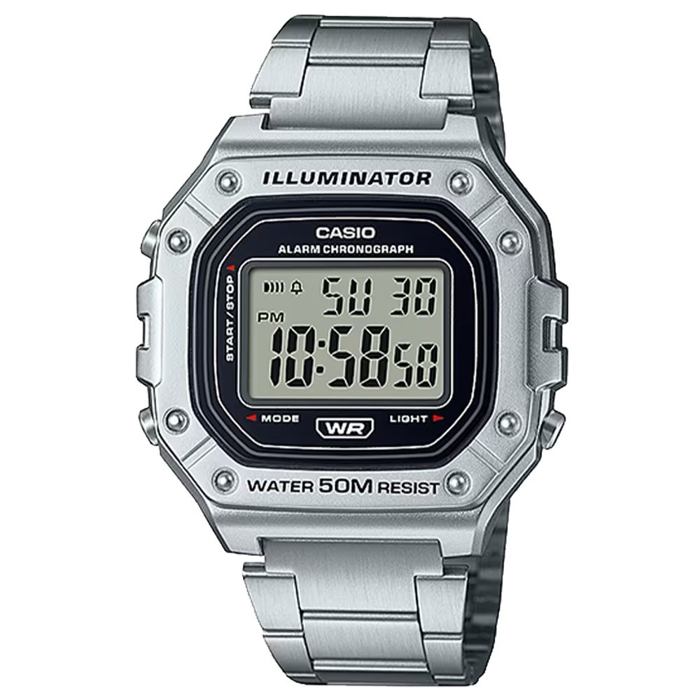 Casio Men's Water-Resistant Digital Watch with Stainless Steel Bracelet -
