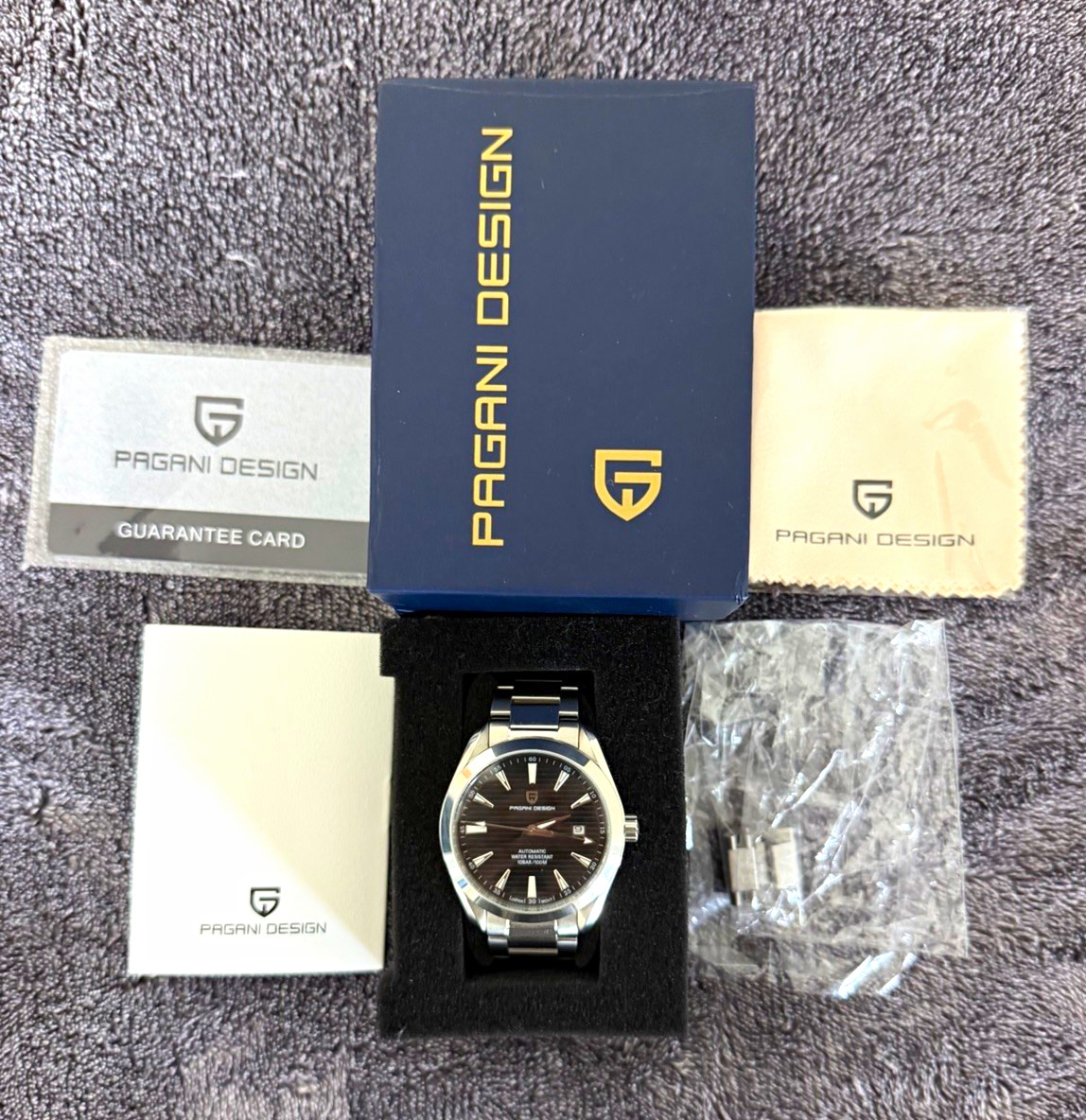 Pagani Design Automatic Men\'s Watch Black Dial Date 100m Steel Bracelet Box Pagani Design Automatic Men\'s Watch Black Dial Date 100m Steel Bracelet Box