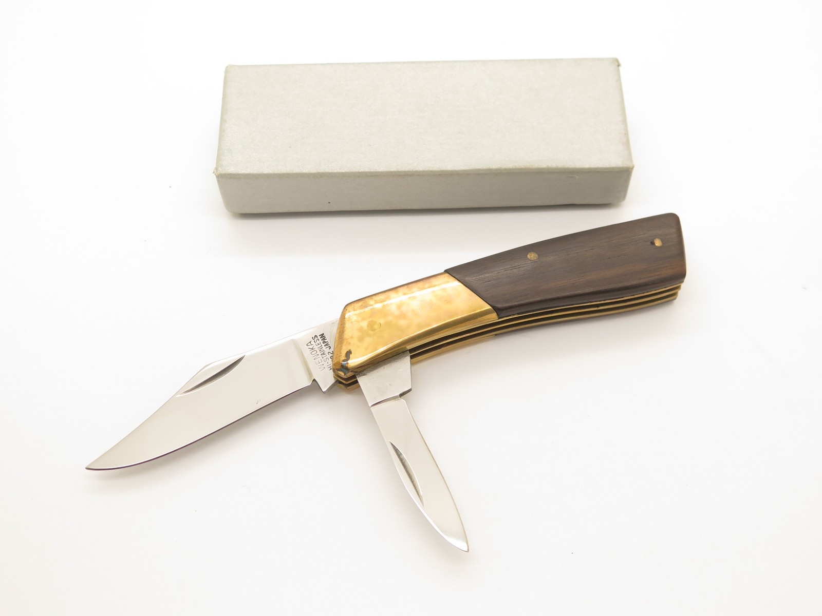 Vintage Wenoka 529 Barlow Seki Japan Wood Handle Folding Pocket Knife Vintage Wenoka 529 Barlow Seki Japan Wood Handle Folding Pocket Knife