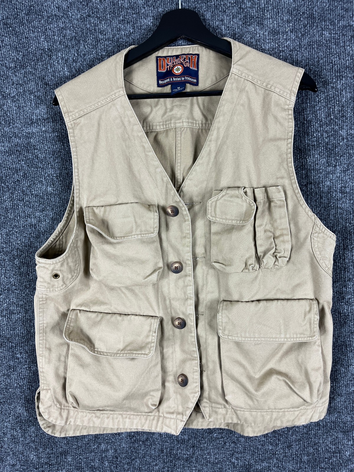 Vintage Duluth Trading Co Men’s M Cotton Khaki Utility Cargo Fishing Work Vest Vintage Duluth Trading Co Men’s M Cotton Khaki Utility Cargo Fishing Work Vest