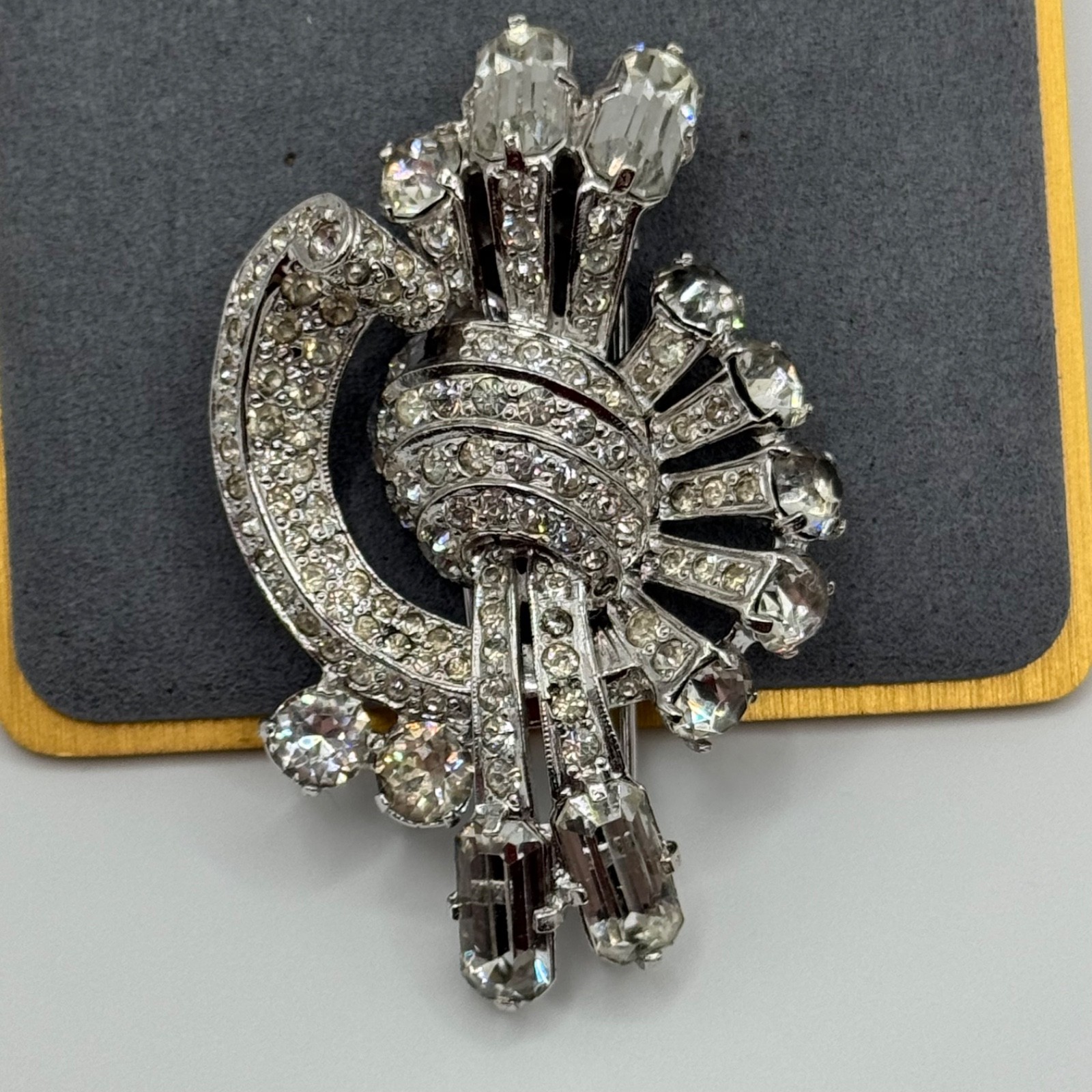 Vintage Eisenberg Original Fur Clip Sterling Silver Rhinestone Signed Vintage Eisenberg Original Fur Clip Sterling Silver Rhinestone Signed