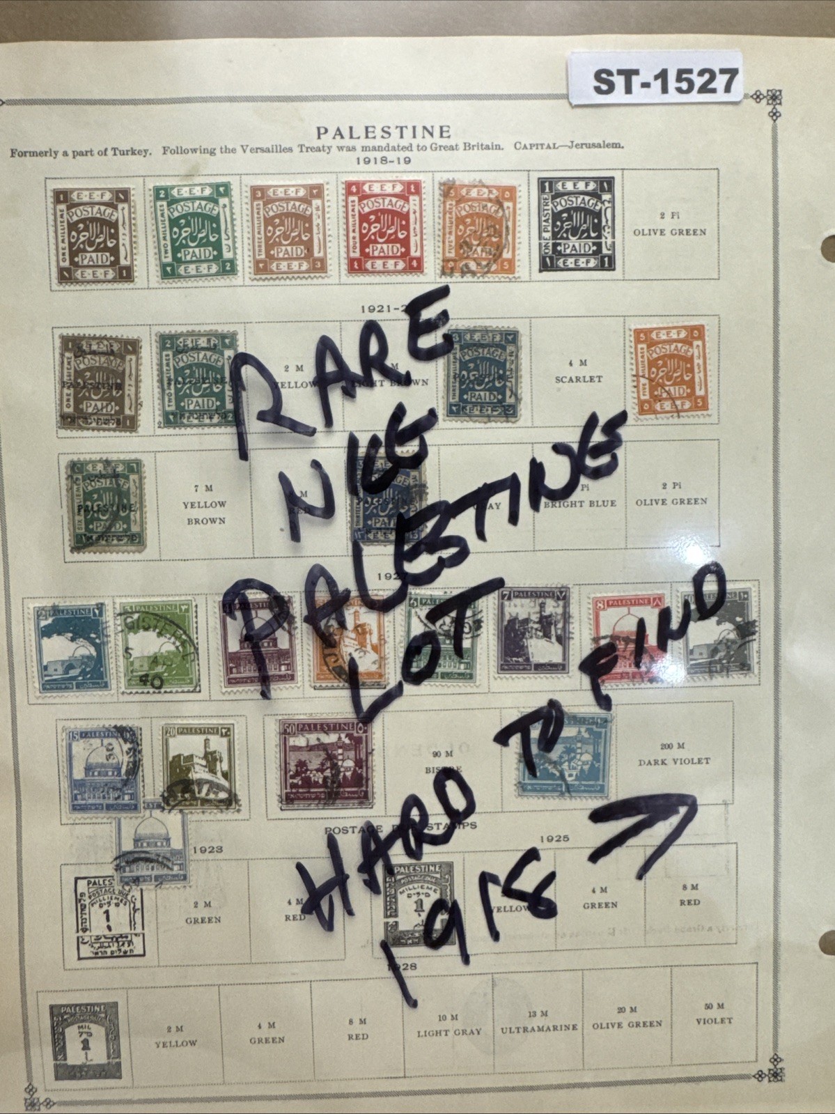 SCOTT'S WORLD STAMP ALBUM BREAK: Rare Palestine Lot Hard to Find 1918-? ST-1527