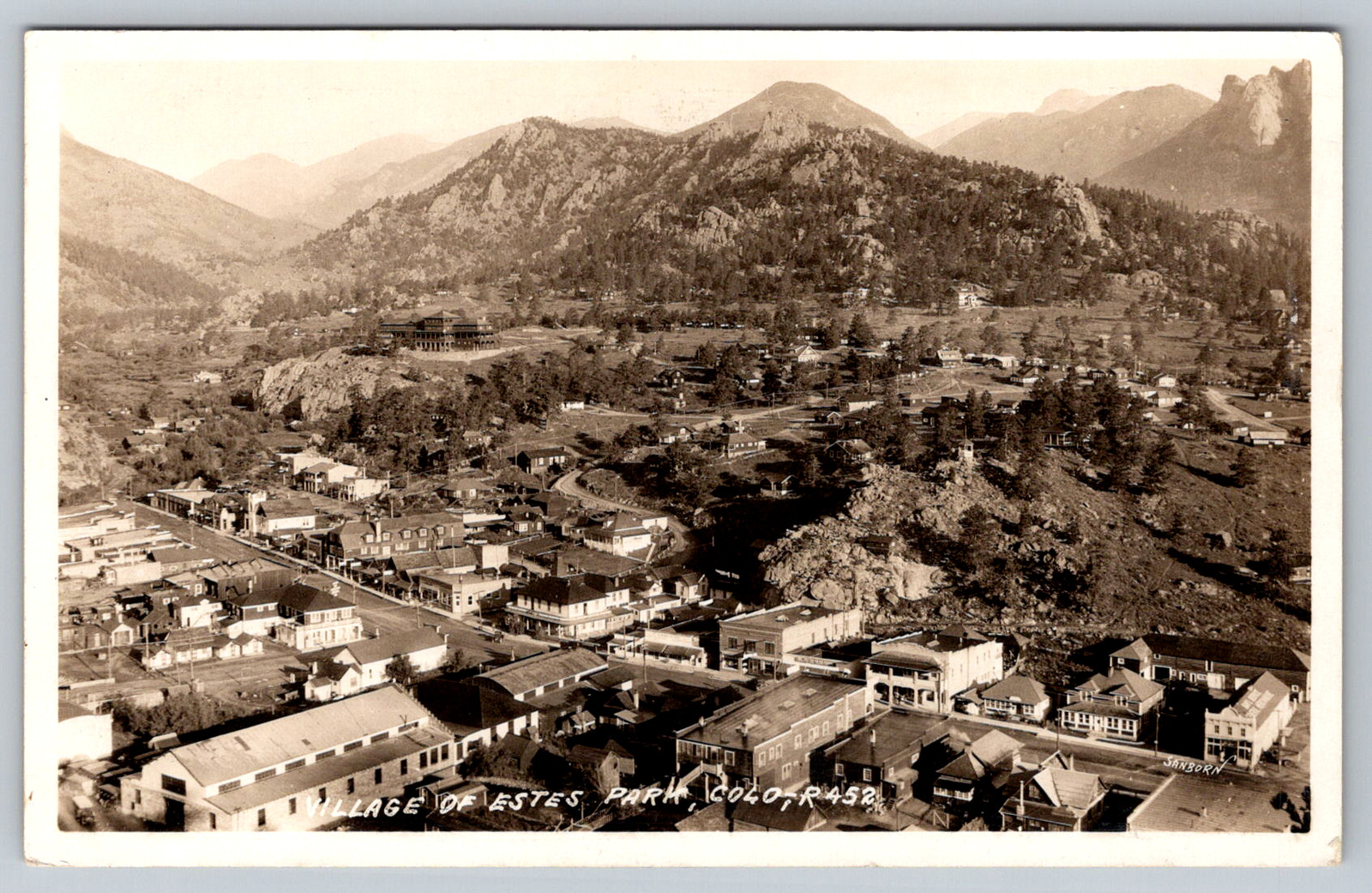RPPC c1920s Panorama Estes Park Colorado Stanley Hotel Main Street Postcard RPPC c1920s Panorama Estes Park Colorado Stanley Hotel Main Street Postcard