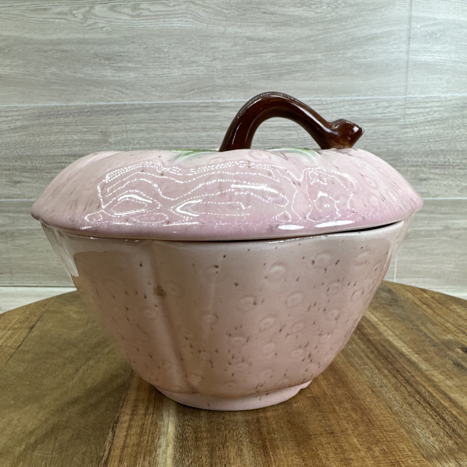 Vintage Belmar California Pottery 310 Pink Strawberry Candy Dish Cookie Jar 1950