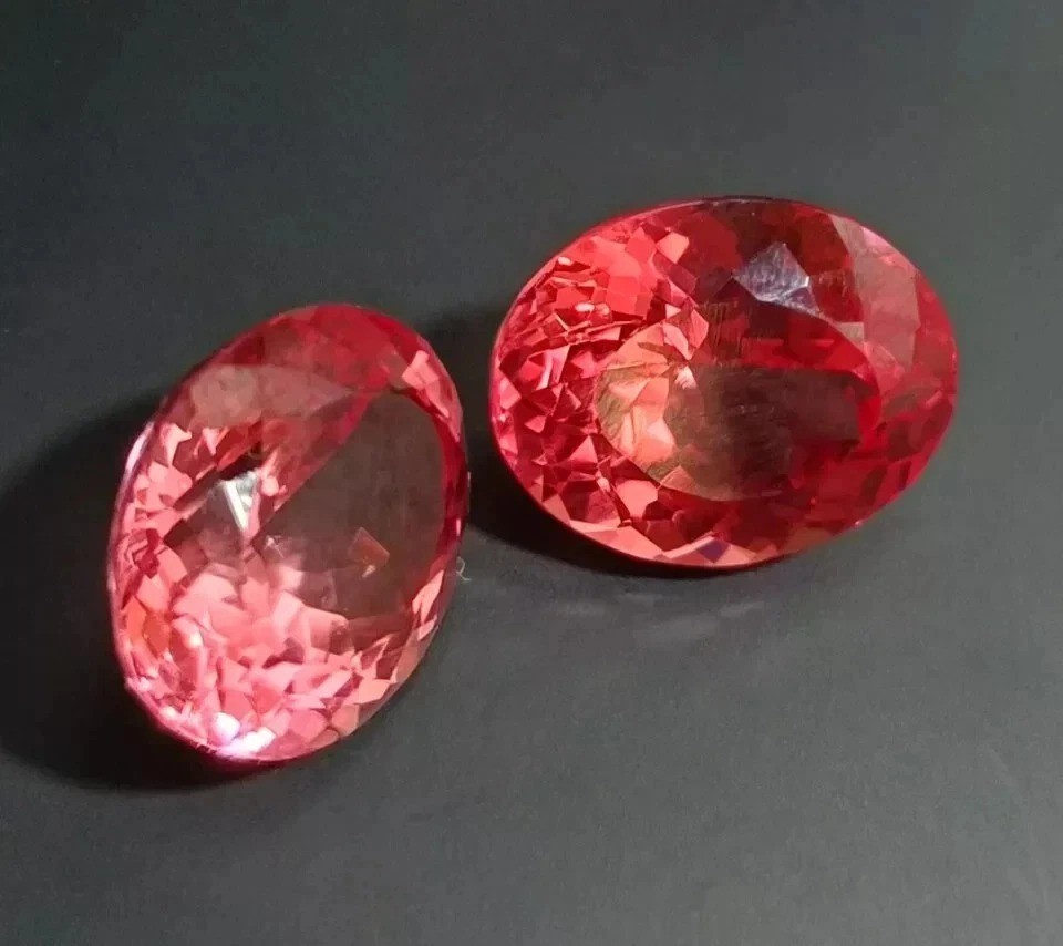 Padparadscha Sapphire Oval Cut 17+Ct Natural Certified Pair Gemstone For Earring