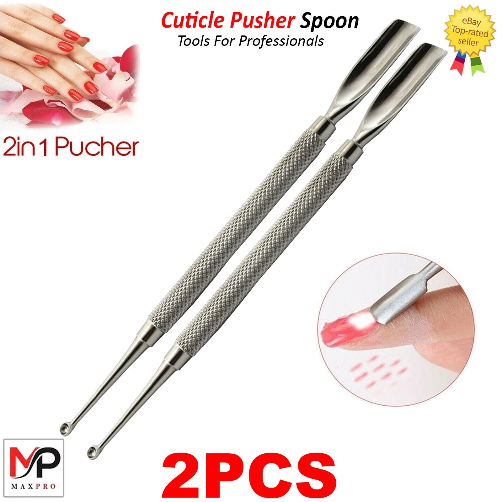 Beauty Nail Care Cuticle Pusher Spoon Trimmer File Manicure Pedicure Tools