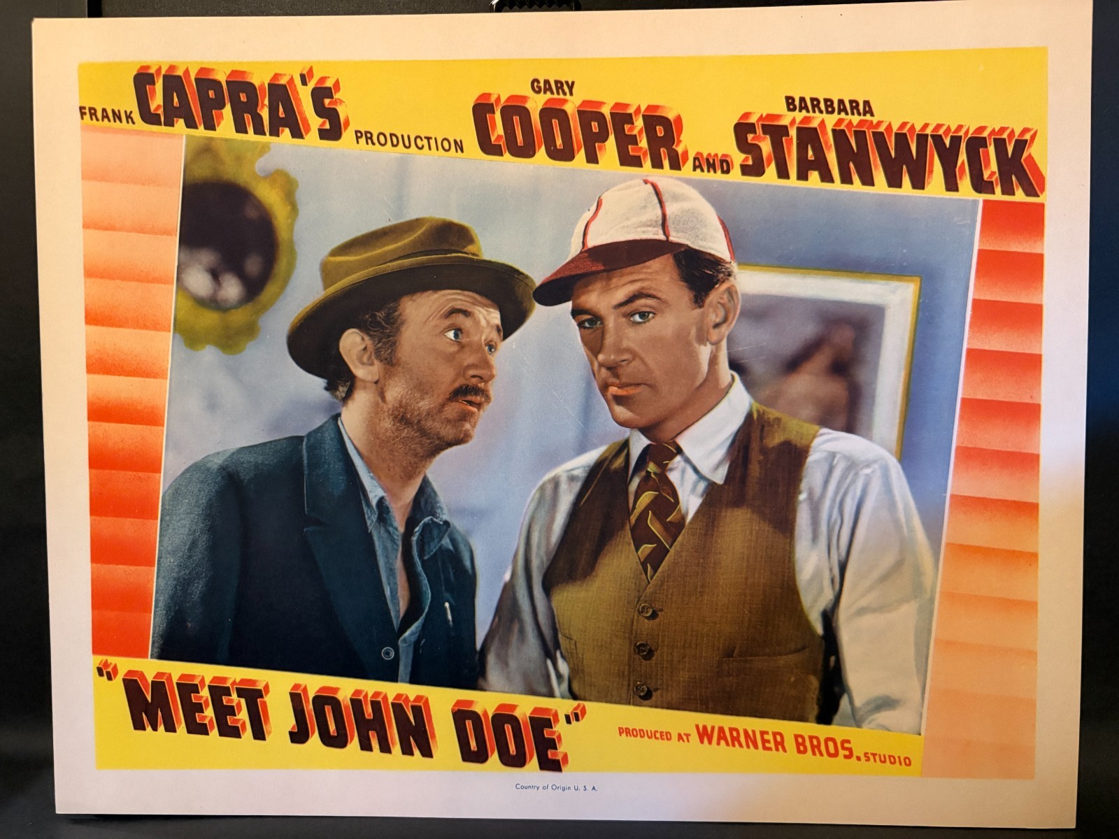 MEET JOHN DOE Lobby Card Gary Cooper Walter Brennan Frank Capra VF/NM Portrait MEET JOHN DOE Lobby Card Gary Cooper Walter Brennan Frank Capra VF/NM Portrait