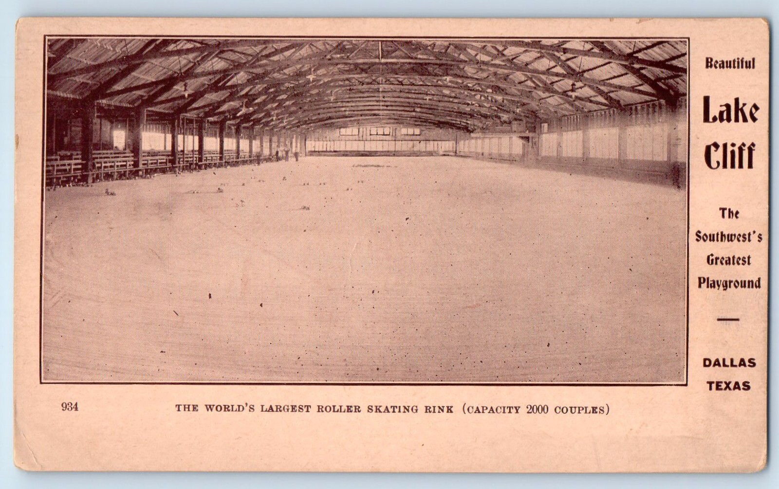 c1905 Lake Cliff Largest Roller Skating Rink Dallas Texas TX Antique Postcard c1905 Lake Cliff Largest Roller Skating Rink Dallas Texas TX Antique Postcard