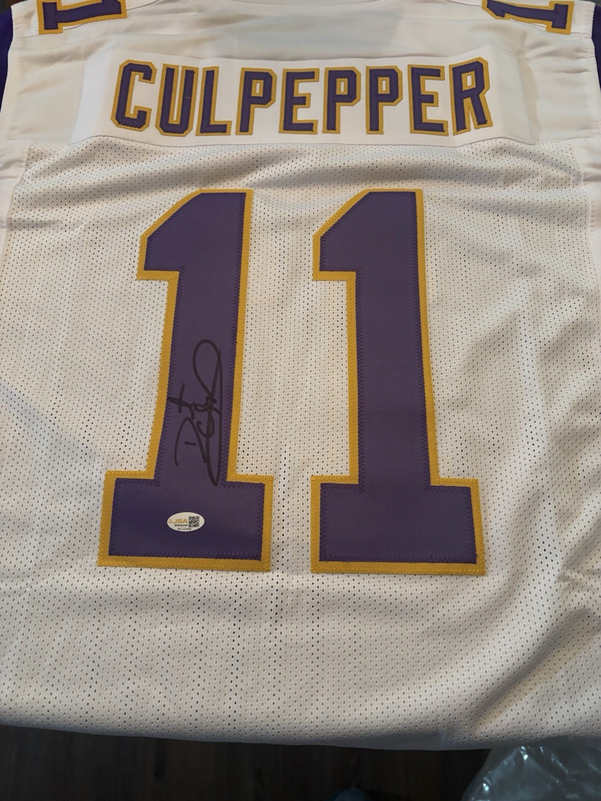 Dante Cullpepper Minnesota Vikings Stitched Signed Jersey with COA JSA Dante Cullpepper Minnesota Vikings Stitched Signed Jersey with COA JSA