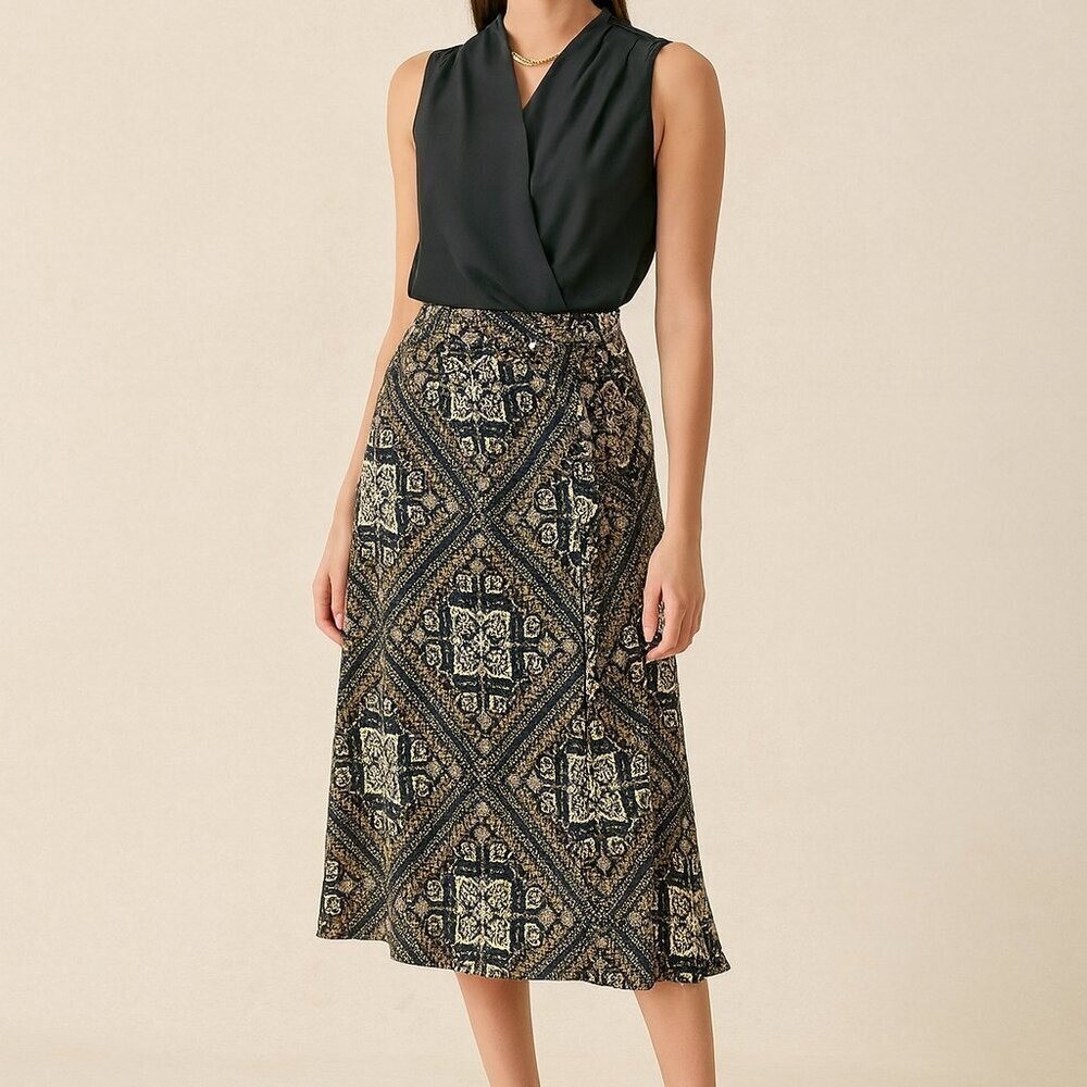 Urban Outfitters Wild Pearl Boho Moroccan Tile Yellow Midi Skirt