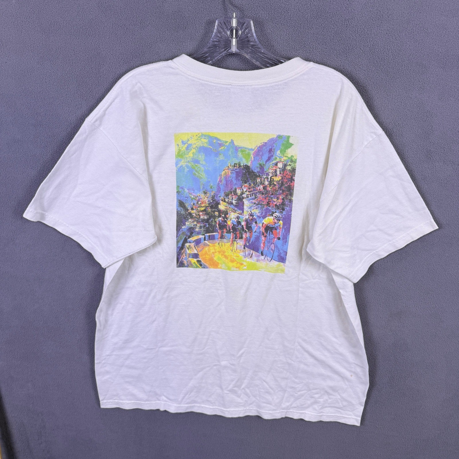 VTG Le Tour de France T-Shirt Mens Large White Cycling Graphic Tee Anvil
